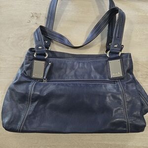 Vintage Tignanello Blue Leather Women's Shoulder Bag